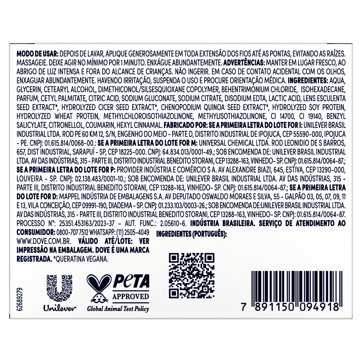 Máscara de Tratamento Dove Reconstrução 10 em 1 Caixa 270g - Preview 4